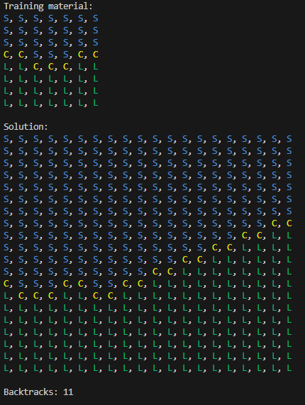 The output of the WFC solver, showing a generated coastline derived from a sample image.
